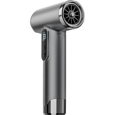 Battery Hair Dryer, 100,000 rpm, 15,000 mAh, Rechargeable USB Battery Hair Dryer, 200 W, Quick Drying Hair Dryer with Nozzle for Home, Travel (Silver)