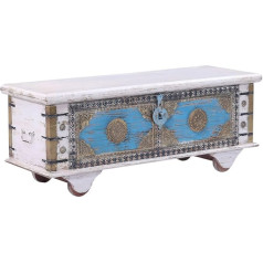 Marrakech Vintage Decorative Bench with Storage Space Made of Wood, 115 cm Large Chest Wooden Box with Lid Murali as Bedroom Living Room Furniture Bench Shoe Bench with Seat for the Hallway as Hallway