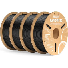 ELEGOO Rapid PETG Filament 1.75 mm Black 4 kg, High Speed 30-600 mm/s 3D Printer Filament Dimensional Accuracy +/- 0.02 mm, Pack of 4 1 kg Cardboard Spool (2.2 lbs), Suitable for Most FDM 3D Printers