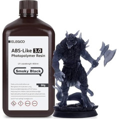 ELEGOO 405nm ABS-Like Resin 3.0, LCD UV Rapid Resin High Precision, Not Brittle, Improved Strength and Toughness for LCD/DLP 3D Printer, Photopolymer Resin, 2000 g, Smoky Black