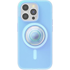 PopSockets iPhone 15 Pro Case with Round Phone Grip, Compatible with MagSafe, Phone Case for iPhone 15 Pro, Wireless Charging Compatible - Blue Opalescent