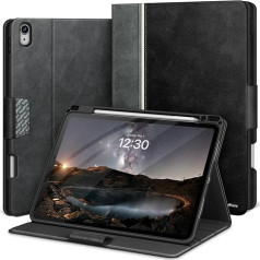 KingBlanc For iPad Air 13 Inch Case 2024 (M2) with Pen Holder, Vegan Leather Protective Case, Auto Sleep/Wake, Supports Pencil Pro and Pencil (USB-C), Adjustable Stand, Black