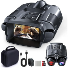 TKWSER Night Vision Device, 4K 5000 mAh Rechargeable 3 Inch Night Vision Devices, 600M 8X Digital Zoom Infrared Night Vision Binoculars, IP65 Night Vision Device for Hunting Camping Observation w/