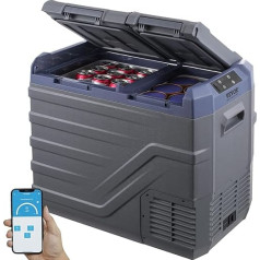 VEVOR Car Fridge, 40L Dual Zone Portable Freezer, 12 Volt Car Fridge, -4℉-68℉ Adjustable Range, 12/24V DC and 100-240V AC Compressor Cooler for Outdoor, Camping, Motorhome