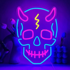 LED Skull Neon Sign LED Neon Sign Neon Lights USB Neon Lights Sign, Halloween Neon Sign for Wall Decoration, Neon Lamp for Wedding, Party, Christmas, Office, Gift
