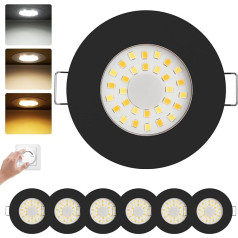 zexhy LED Recessed Spotlights, Dimmable LED Spotlights, 230 V, 5 W, IP44 Ceiling Spotlights, Warm White, 3000 K, Neutral White, 4000 K, Cool White, 6000 K Ceiling Spotlight for Living Room, Bathroom,