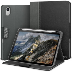 KingBlanc iPad Mini 7 Case (A17 Pro), iPad Mini 7th/6th Generation (2024/2021 8.3 Inch) with Pencil Holder, PU Leather Smart Cover with Stand Function, Magnetic Closure, Black