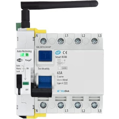 Three-Phase Residual Current Circuit Breaker 30mA Type A & AC 63A 42kW - Automatic Reset - Manual Operation and On/Off Time/Day Programming via Tuya Wi-Fi App - RCCB Certified EN 61008-1