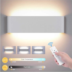 Indoor Wall Light with Remote Control, 20 W, 1800 lm, Smart Wall Lamp, Dimmable, 2700-6500 K, CCT, Adjustable Brightness, Modern Up-Down Wall Lighting with Night Light Mode for Bedroom, Hallway, Stairs