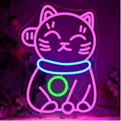 LUCUNSTAR Cartoon Cat Neon Sign, Adjustable Brightness Animal LED Sign for Wall Decoration, Cat Light Signs with USB Operated for Living Room, Bedroom, Children's Room, Wall Art, Gifts