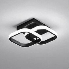 Comely Modern LED Ceiling Light, 22 W, LED Ceiling Light, Black, Square Ceiling Light, Aluminium and Iron, 6500 K Cool White, Ceiling Light for Living Room, Bedroom, Hallway