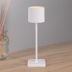 Proventa LED Table Lamp with Battery 38 cm Waterproof IP54 Wireless with USB Charging Station 10 Hours Running Time White