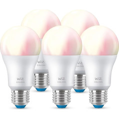 Deutsche Telekom x WiZ Tunable White and Colour LED Light Bulb E27 (806 lm), 60 W Lamp with 16 Million Colours or Warm to Cool White Dimmable Light, Smart Light Control via WiFi via Voice / App, Set
