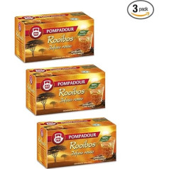 Pompadour® | Roter Rooibos-Aufguss | Aromatischer und entspannender Rooibos | Natürlich kaffeefreier Tee – 3 x 20 Beutel (105 g)
