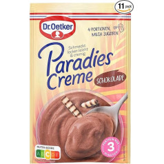 Dr. Oetker Paradies Cream Chocolate Pack of 11, 11 x 74 g Dessert Powder with Chocolate Flavour for Preparing a Cream Dessert, Four Servings Each