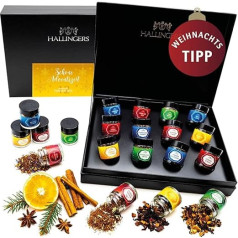 Hallingers Beautiful Advent Season - Christmas 12 Varieties Tea Gift Set for Christmas, Vegan & Gluten Free in Screw Jars (Set) - Gift Ideas Christmas & Gifts Christmas | Get Well Happiness