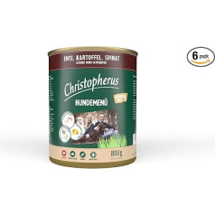 Christopherus Senior Dog Menu with Duck, Potato, Spinach, Complete Food for Older Dogs, Wet Food, 6 x 800 g