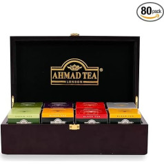 Ahmad Tea - Tea Keeper | Tea Box - Decorative Wooden Storage Box with 8 x 10 Tea Bags