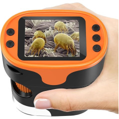 1000 x Mobile Phone Microscope for Children 4K 2.0 Inch Screen Rechargeable Digital Mini Pockets Microscopes with Slide Set Portable Educational Gift Black