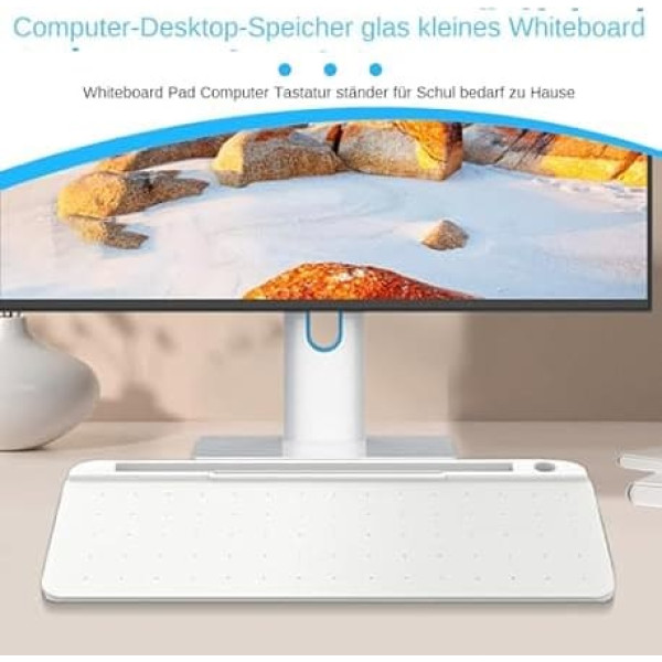 Schreibtisch-Trockenlöschtafel, Glas-Whiteboard, Schreibtisch-Whiteboard-Organizer, Schreibtisch-Organizer mit 3 Markern, Whiteboard-Pad, Computer-Tastatur-Ständer für Heimschulbedarf