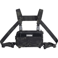 EXCELLENT ELITE SPANKER Men's Tactical Chest Rig Pocket Military Vest Chest Rig Adjustable Chest Pocket, MultiCam Black