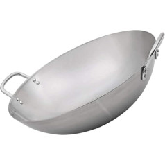 MNSSRN Commercial Wok with Two Handles, Non-Stick Wok Iron Gas Stove Safety Wok Stainless Steel Gas Stove Cookware, 50 cm