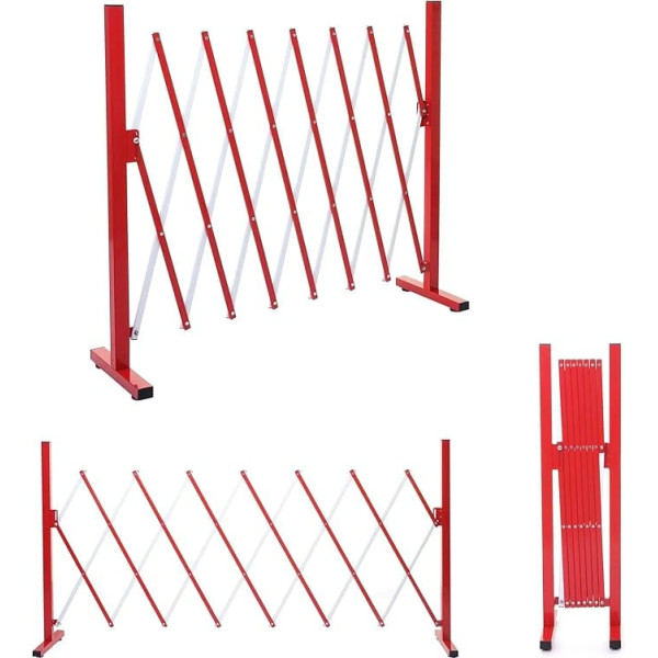 HWC-B34 Extendable Barrier Fence Guard Aluminium Red/White Height 103 cm Width 28 - 200 cm
