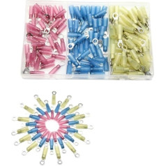 YJUHADWPBZ 90Pcs M6/M8/M10 Ring Heat Shrink Insulated Terminals Wire Cable Electrical Crimp Connectors Waterproof Sealing Wiring Terminal(M6-6mm)