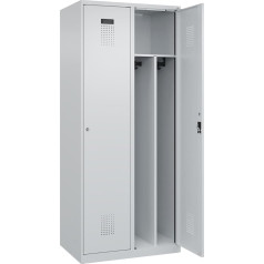 kaiserkraft | Spind Evolo Plus Trennwand mittig | 2 Abteile | lichtgrau | B 800 mm | mit Bodengleitern | Zylinderschloss