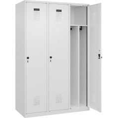 kaiserkraft | Evolo Plus Divider Centre | 3 Compartments | White | W 1200 mm | with Floor Glides | Safety Rotary Latch