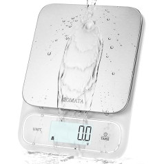 BOMATA Waterproof IPX6 Kitchen Scale, 0.1g High Precision Digital Scales with Backlight, Stainless Steel Weighing Platform, Suitable for Food, Cooking, Baking, Weight Loss etc. B619 White