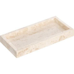 Navaris Tray for Jewellery and Make-Up - Bathroom Tray - Travertine - 25 x 12 - Key Tray - Bathroom Tablet - Natural Stone - Bathroom Stone Plate - Rectangular