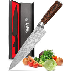 ORBLUE 8 Inch Chef's Knife Professional Knife - Stainless Steel Chef Knife with Non-Slip Ergonomic Handle, Sharp Knife Kitchen, Chef Knife & Professional Kitchen Knife for Perfect Cutting Results