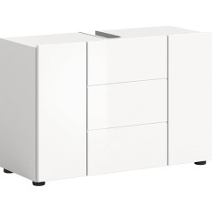 xonox.home Vira X2LA9705 Bathroom Sink Cabinet in Front White High Gloss Deep Drawn Body White Melamine Approx. 82 x 56 x 34 cm