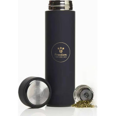 Thermal Flask Stainless Steel Vacuum Flask Water Bottle, Tea/Fruit Infuser, Tea Strainer + Insert for Fruit, Vacuum-Insulated 500 ml (Black)