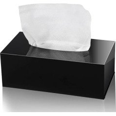 Handmade Acrylic Tissue Box 25 x 13 x 9 cm Cosmetic Tissue Box Rectangular Tissue Box for Dining Room, Office, Car, Bathroom (Black)