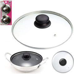 29.5cm Tempered Glass Pan Lid with PK2 Pan Lids — Replacement Wok Lid Pan Lid Stock Pot Lid Saucepan Lid (29.5cm Pan Lid)
