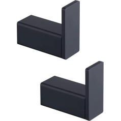 Beelee BA8506B-2P Bathroom Towel Hooks 2 Pack Black SUS304 Stainless Steel Square