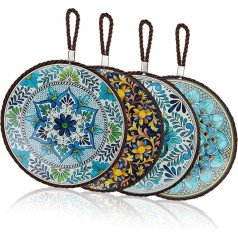 LWLWA Cork Coasters, Set of 4, Coasters Pot Ceramic Surface, Diameter 17 mm Pot Holder Set, Exquisite Look, Heat Insulation and Scalding Protection, for Cups, Bowls, Pots
