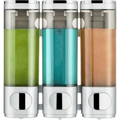 Shampoo and Conditioner Dispenser, pollock Shower Dispenser, 3 Chambers No Drilling Shampoo Dispenser for Shower, Wall Mounted Shampoo Conditioner, Body Wash Dispenser for Bathroom, Large Capacity,