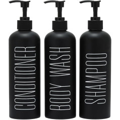 HOMCDALY Black Shampoo & Conditioner Dispenser 16oz Refillable Shampoo & Conditioner Bottles Shampoo Bottles Shampoo Conditioner Shower Dispenser Bathroom Shower Dispenser (Black-2)