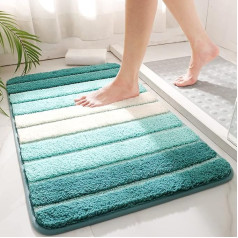 Pinkrin Non-Slip Bathroom Mat, Washable, Absorbent Bath Mat, Shower Mat, Quick-Drying, Shower Mat, Flocked Fibre Surface, Latex Underside, 50 x 80 cm