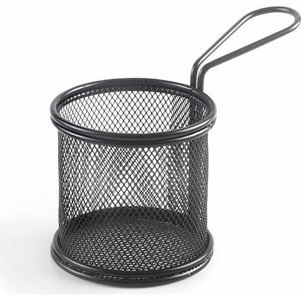 Lacor - 61150 - Black Snack Serving Basket, Square Basket, Potato Fries Basket, Stainless Steel Basket, Not Valid for Roasting, 9 x 8 cm, Matte Black Finish