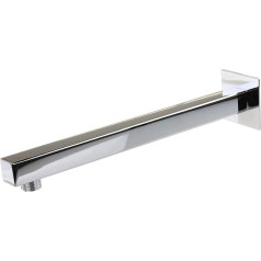 Sanixa Shower Arm Square Solid Chrome-Plated Brass 30 cm Wall Connection for Rain Showers High-Quality Wall Bracket