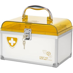 Glosen Medical Locker with Key, Lockable Box for Medicines and Personal Items 8.46 x 5.87 x 5.51 Inches (Orange)