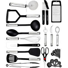Kitchen Utensils Set, Cooking Set, Non-Stick Heat Resistant Kitchen Utensil Set, Spatula, Cooking Spoon Set, Kitchen Gadgets (25-Piece Nylon Set)