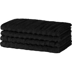 Merana Oslo Hand Towel Set, Quick-Drying, Soft and Lint-Free, Terry Luxury Quality, 100% Cotton Terry Towelling, Oeko-Tex, 590 gsm, Guest Towel and Face Towel, Black (4 x Guest Towels 30 x 50 cm)