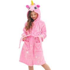 Ceruwum Unicorn Bathrobe for Girls Soft Fleece Dressing Gown with Hood