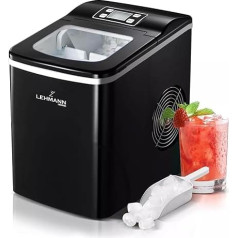 LEHMANN ‎LHOIM-1222 Ice Cube Maker 2 L, 9 Ice Cubes in 6-12 Minutes, 12 kg in 24 Hours, Automatic Cleaning, 2 Ice Cubes Sizes, Ideal for Kitchen, Office, Bar and Party