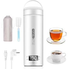 Portable Electric Travel Kettle, Euakee 450 ml Kettle Tea Coffee Hot Water Boiler, 4 Temperature Controls, Automatic Shut-Off & Cooking Dry Protection with 316 Stainless Steel